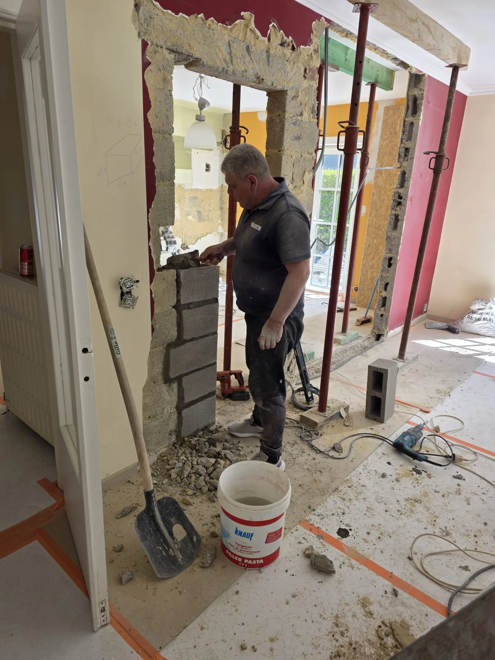 Ouverture de mur porteur sur chantier